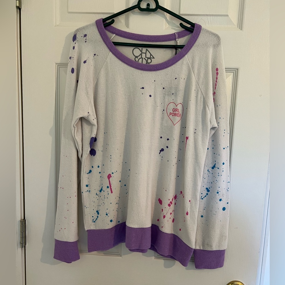 Chaser paint splatter ‘girl power’ top